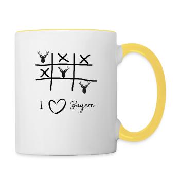 I love Bayern / Ich liebe Bayern - Tasse zweifarbig - Weiß/Gelb - Rechts