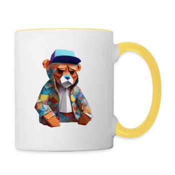 Teddy Origami coloré - Mug contrasté - blanc/jaune - Droite