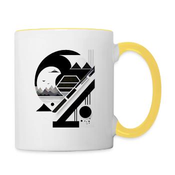 Collage Japan Style Mountains - Contrasting Mug - white/yellow - Right