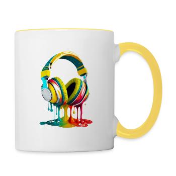 Casque audio - Mug contrasté - blanc/jaune - Droite