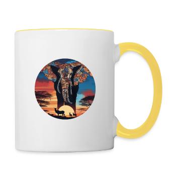 Afrika Steppe und Tiere - Tasse zweifarbig - Weiß/Gelb - Rechts