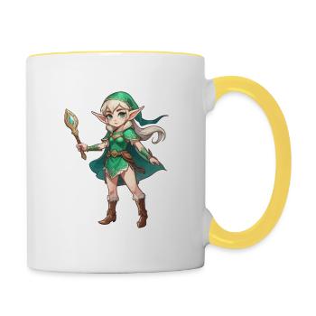 Elf Fantasy Illustration - Tasse zweifarbig - Weiß/Gelb - Rechts