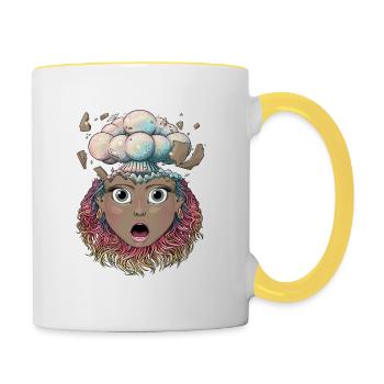 Reva Prisma exploding head face - Contrasting Mug - white/yellow - Right