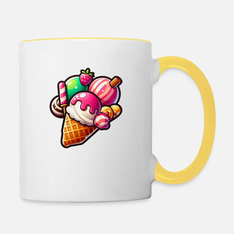 Eis Lecker - Tasse zweifarbig - Weiß/Gelb