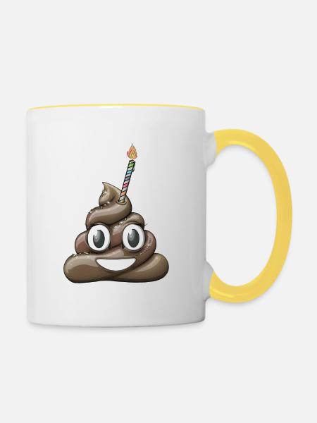 Pile off Poo with one candle - Contrasting Mug - white/yellow