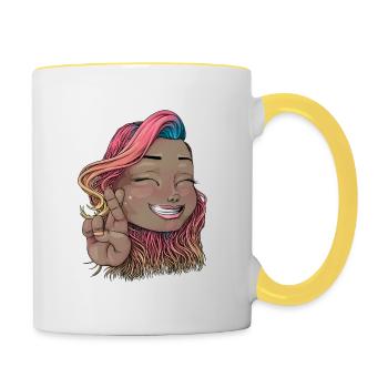 Reva Prisma croise les doigts - Mug contrasté - blanc/jaune - Droite