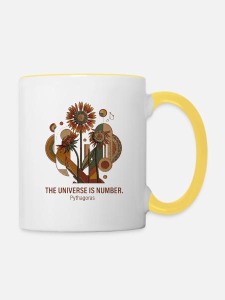 Sonnenblumengeometrie Pythagoras - Tasse zweifarbig - Weiß/Gelb