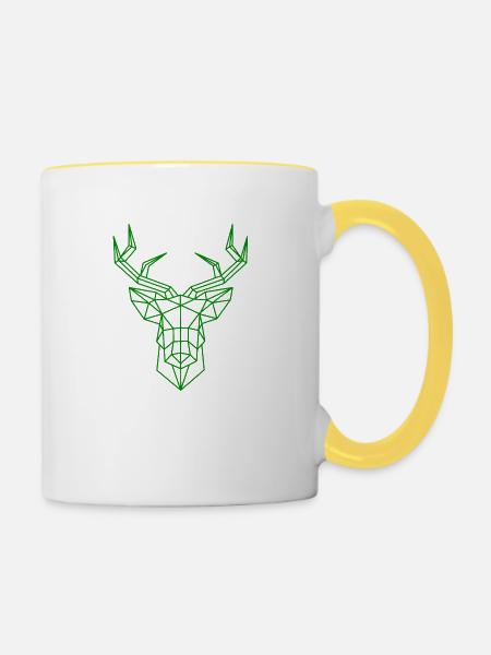 Hirsch - Tasse zweifarbig - Weiß/Gelb