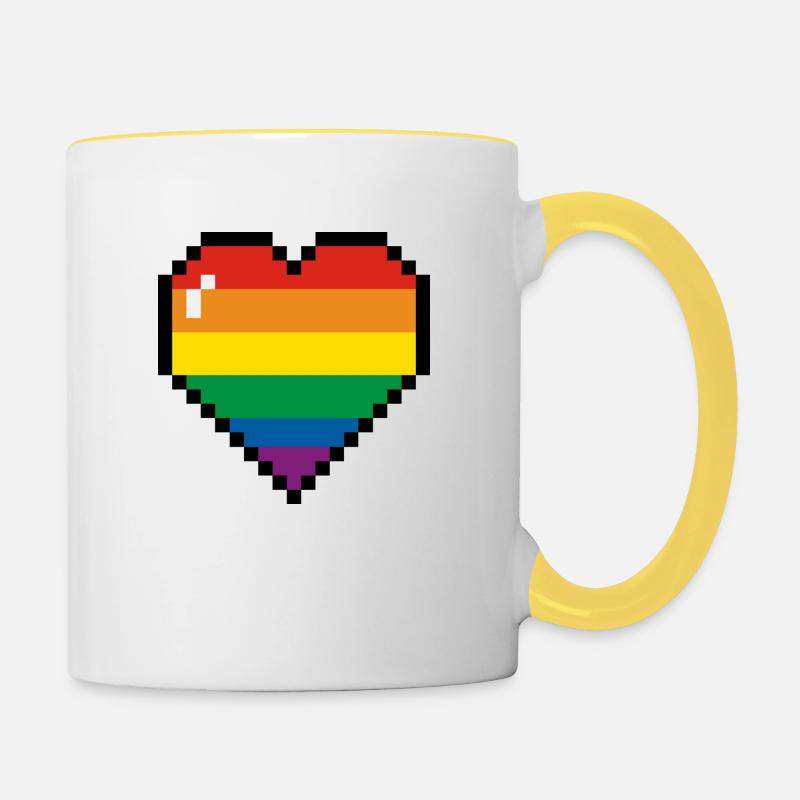 coeur arc - Mug contrasté - blanc/jaune