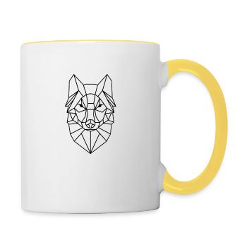 Conception de tête de loup simple - Mug contrasté - blanc/jaune - Droite