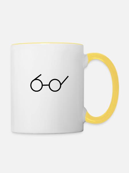 brille - Tasse zweifarbig - Weiß/Gelb
