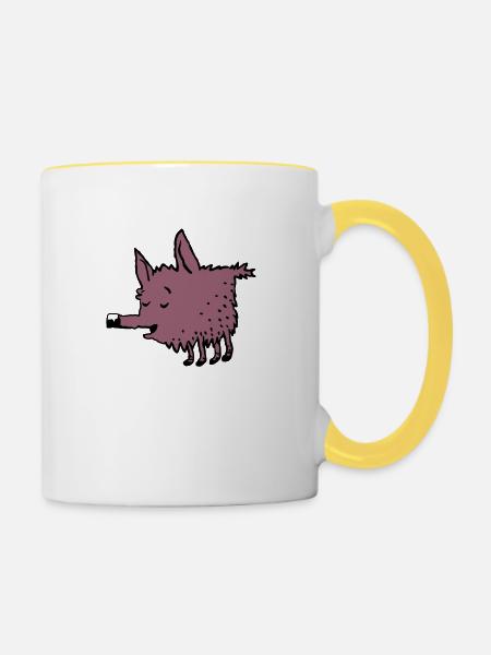 Kleckshund - Tasse zweifarbig - Weiß/Gelb
