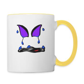 Zusammenfassung eines Gesichts v2 00 - Tasse zweifarbig - Weiß/Gelb - Rechts