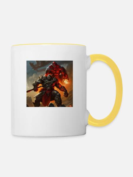 Orc-Kämpfer - Tasse zweifarbig - Weiß/Gelb