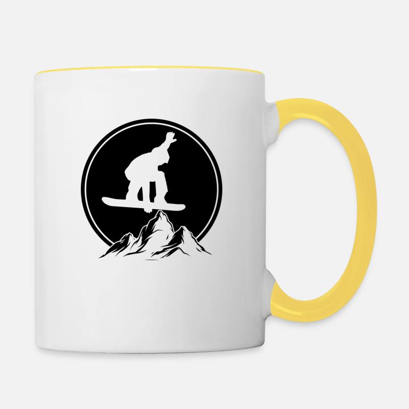 Snowboarder Wintersport Schnee - Tasse zweifarbig - Weiß/Gelb