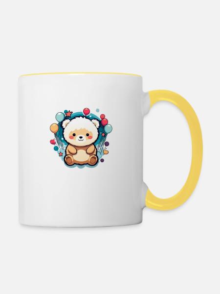 Luftbärchen der Schwebeknuddler - Tasse zweifarbig - Weiß/Gelb