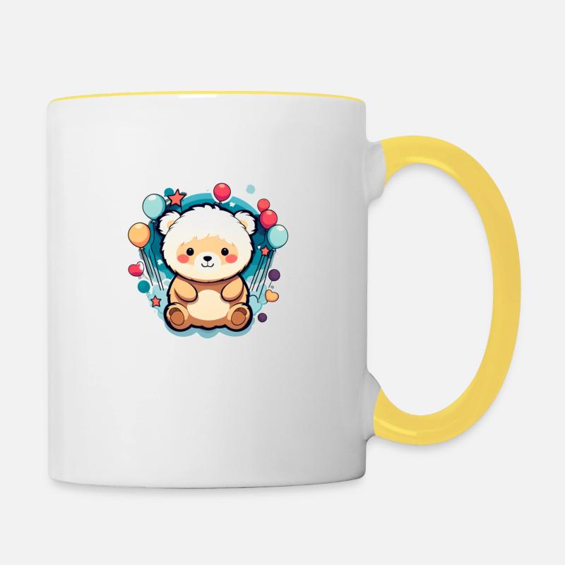 Luftbärchen der Schwebeknuddler - Tasse zweifarbig - Weiß/Gelb