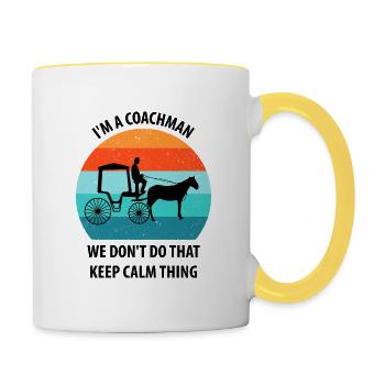 Calèche de cocher Calèche tirée par des chevaux Calèche - Mug contrasté - blanc/jaune - Droite