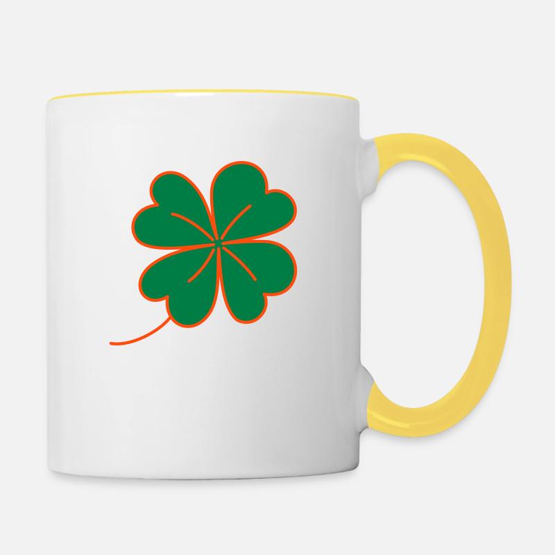 Trèfle porte-bonheur, trèfle bicolore - Mug contrasté - blanc/jaune