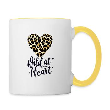 Wild at Heart. Leoparden-Print - Tasse zweifarbig - Weiß/Gelb - Rechts