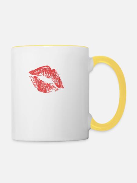 Kussmund Lippenstift - Tasse zweifarbig - Weiß/Gelb