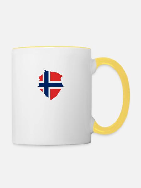 Ich liebe Norwegen - Superheld - Tasse zweifarbig - Weiß/Gelb