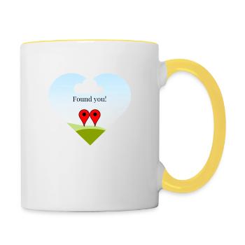 Valentinsgruß - Tasse zweifarbig - Weiß/Gelb - Rechts