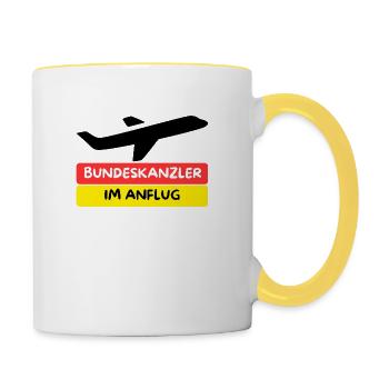Chancelier fédéral à l’approche (Pour les élections au Bundestag de 2025) - Mug contrasté - blanc/jaune - Droite