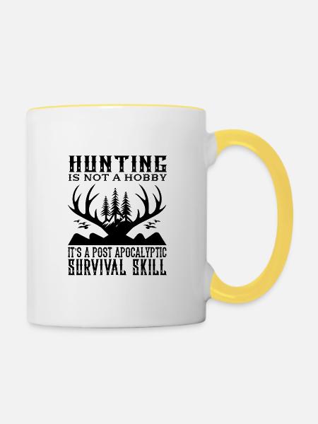 Hunting survival skill - Tasse zweifarbig - Weiß/Gelb