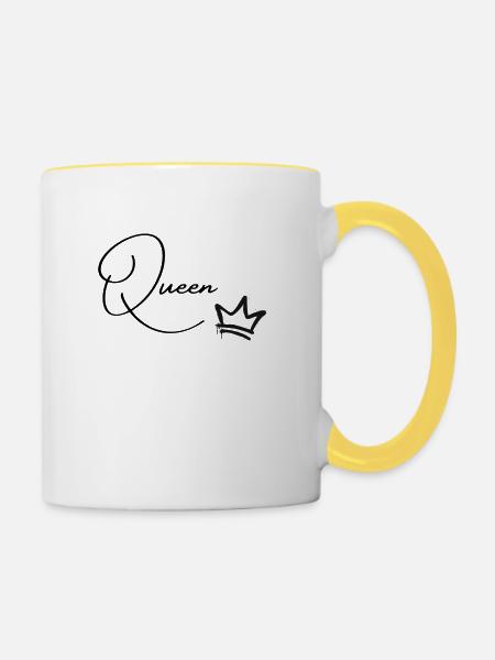 Queen - Tasse zweifarbig - Weiß/Gelb