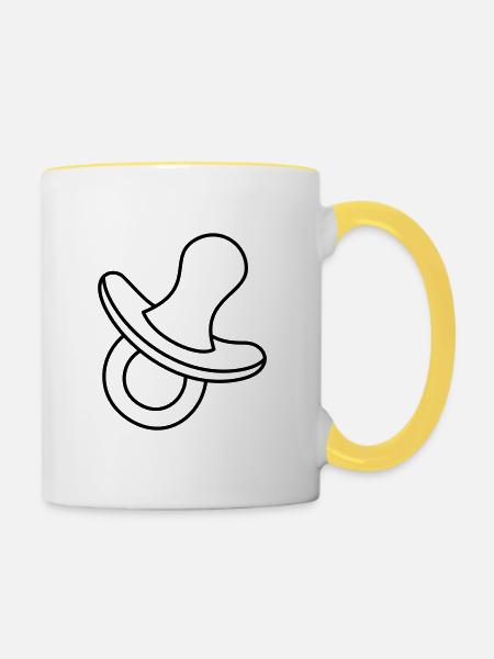 Schnuller - Tasse zweifarbig - Weiß/Gelb