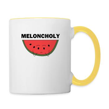 Meloncholie - Tasse zweifarbig - Weiß/Gelb - Rechts