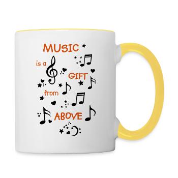 Musik Notenschlüssel Musiknoten Notenschlüssel - Tasse zweifarbig - Weiß/Gelb - Rechts