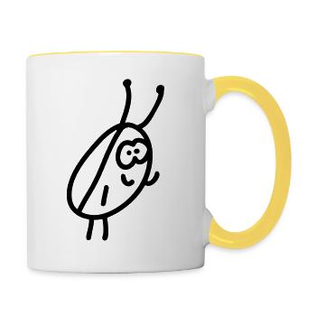Schabe - Kakerlake - Line - Tasse zweifarbig - Weiß/Gelb - Rechts