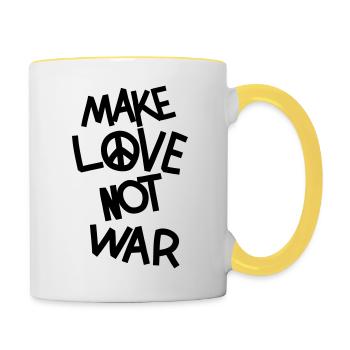 Make love not war - Tasse zweifarbig - Weiß/Gelb - Rechts