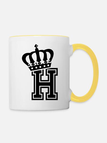 Buchstabe H - Tasse zweifarbig - Weiß/Gelb