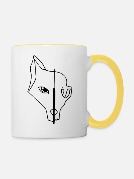 Fox Skull - Tasse zweifarbig - Weiß/Gelb