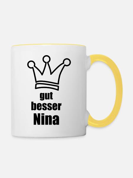 Nina - Tasse zweifarbig - Weiß/Gelb