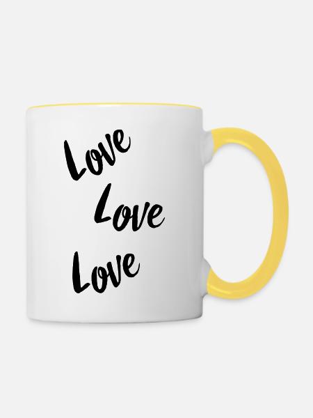 love love love - Tasse zweifarbig - Weiß/Gelb
