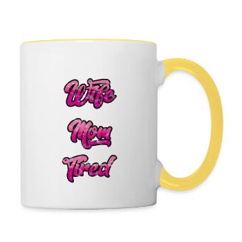 Super Wife - Super Mom - Super Tired - Contrasting Mug - white/yellow - Right