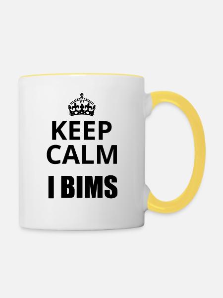 Keep Calm i bims - Tasse zweifarbig - Weiß/Gelb