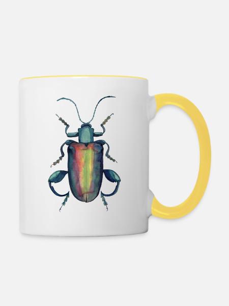 kaefer mit kräftigen Oberschenkeln - Tasse zweifarbig - Weiß/Gelb