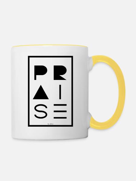 Praise BLACK - Tasse zweifarbig - Weiß/Gelb