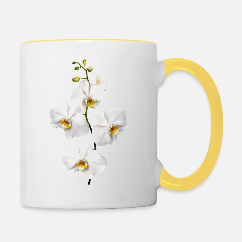 Orchideen - Tasse zweifarbig - Weiß/Gelb