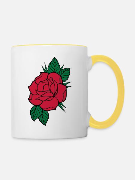 Rose - Dreifarbig - Tasse zweifarbig - Weiß/Gelb