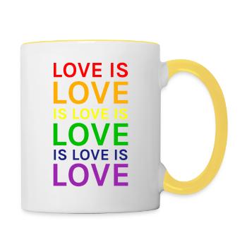 Love is Love is Love is Love Rainbow - Contrasting Mug - white/yellow - Right