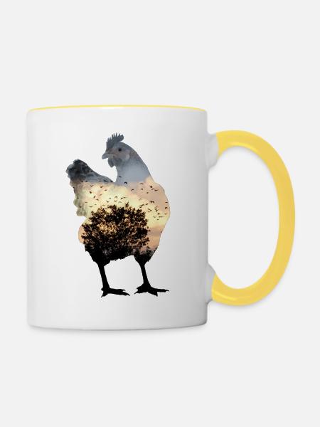 Hühnchen - Tasse zweifarbig - Weiß/Gelb