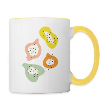 Exotische Früchte - Tasse zweifarbig - Weiß/Gelb - Rechts