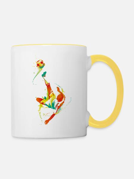 Fussballer - Tasse zweifarbig - Weiß/Gelb