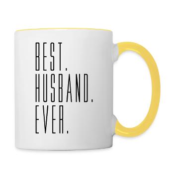 best husband ever ehemann husband text junggeselle - Tasse zweifarbig - Weiß/Gelb - Rechts